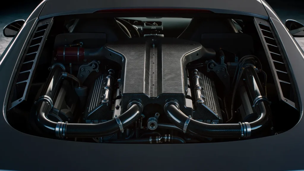 Naturally aspirated 5.2-liter V10 engine in the Audi R8 V10