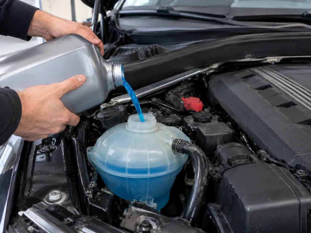 BMW low coolant warning, topping up the expansion tank with coolant